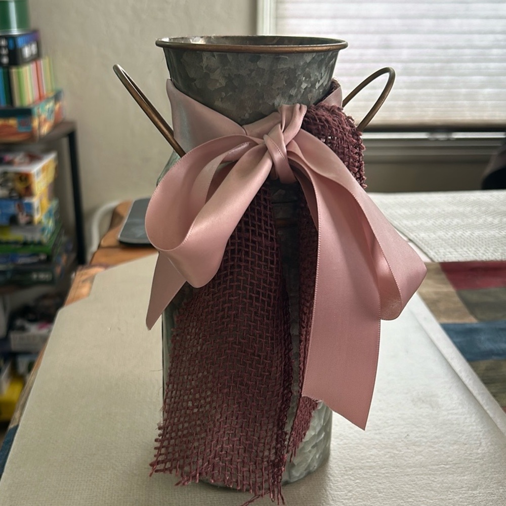 Elegant Expressions Galvanized Decorative Milk Jug with Gold